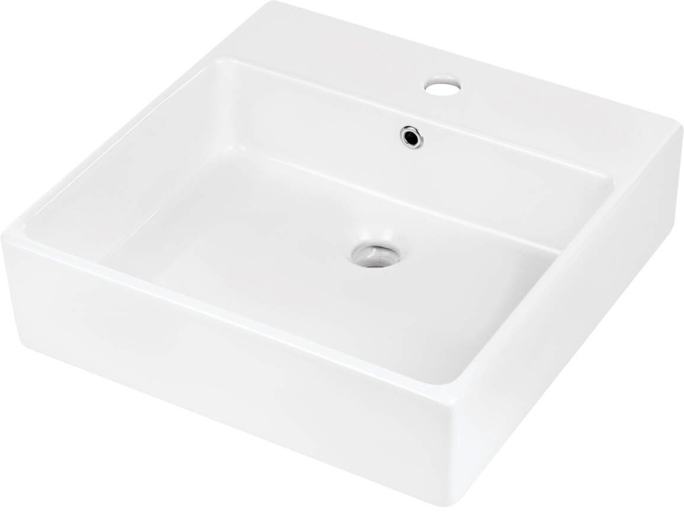 Temisto Lavoar ceramic, blat/montare pe perete, cu gaură pentru baterie - 50x50 cm Finisaj: Alb CDT_6U5S