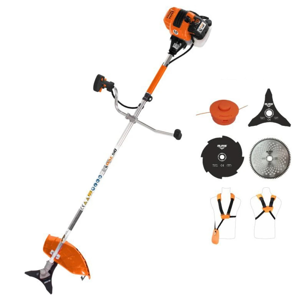 mașina tuns iarba benzina ruris Motocoasa de umar RURIS DAC 510, motor benzina 2T, 62 CC, 3.5 CP, diametru taiere 250 mm, cu disc de tuns iarba cu 3 dinti, 8 dinti, 80 dinti Vidia