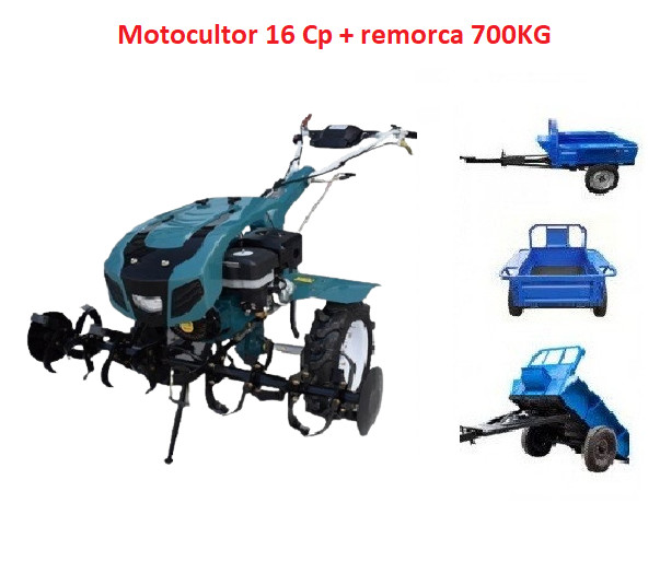 anvelope remorca 900/16 Motocultor Dakard Hs 1100D New 16 Cp cu remorca 700Kg + 5 Litri ulei