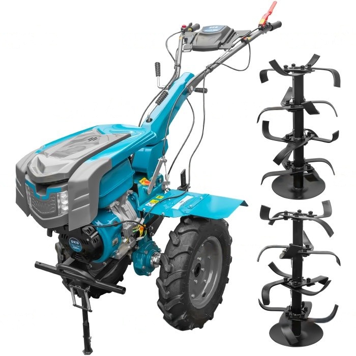 roti motocultor 500/12 Motocultor DKD 1010D NEW motor 16 CP benzina 2+1 viteze latime lucru 80-110 cm freze roti cauciuc 5.00x12" capota cu far LED