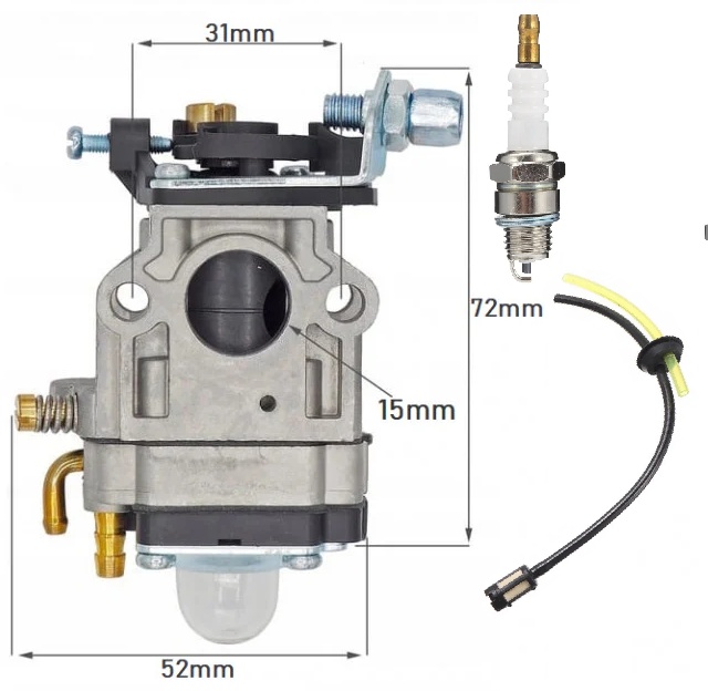 Nirmoto.ro Carburator Motocositoare 2 timpi 15mm + Bujie si furtun benzina CADOU