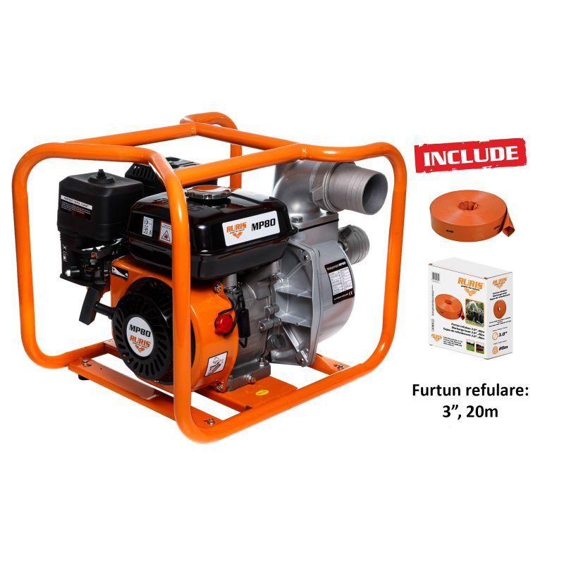 Motopompa RURIS MP 80 + furtun refulare 3`` 20m 7 CP