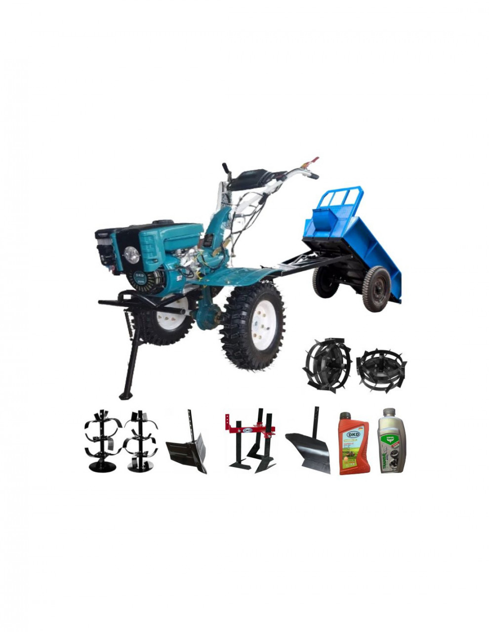 roata remorca motocultor 4.00 12 Pachet motocultor cu accesorii si remorca Dakard HS1000B NEW 7 CP cu far