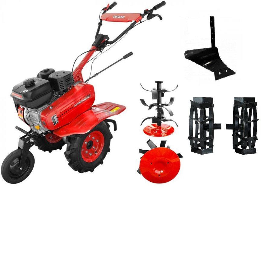 roti motocultor 500/8 Pachet motosapa Weima WM 500 cu motor de 7 CP, roti cauciuc,roti metal,plug arat