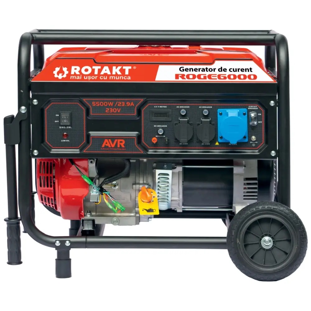 generator curent brico dépôt Generator De Curent Rotakt ROGE6000 6kw, Benzina, 15CP, AVR, Iesire 230V / 12V
