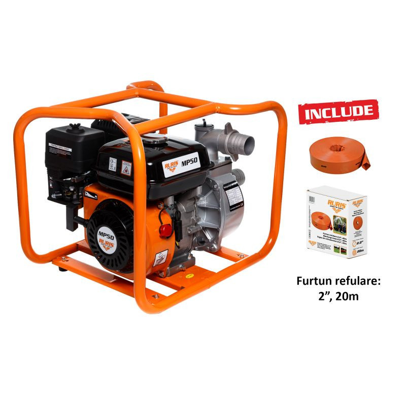 motocultor ruris 8.5 cp Motopompa RURIS MP 50 + furtun refulare 2`` 20m 7 CP