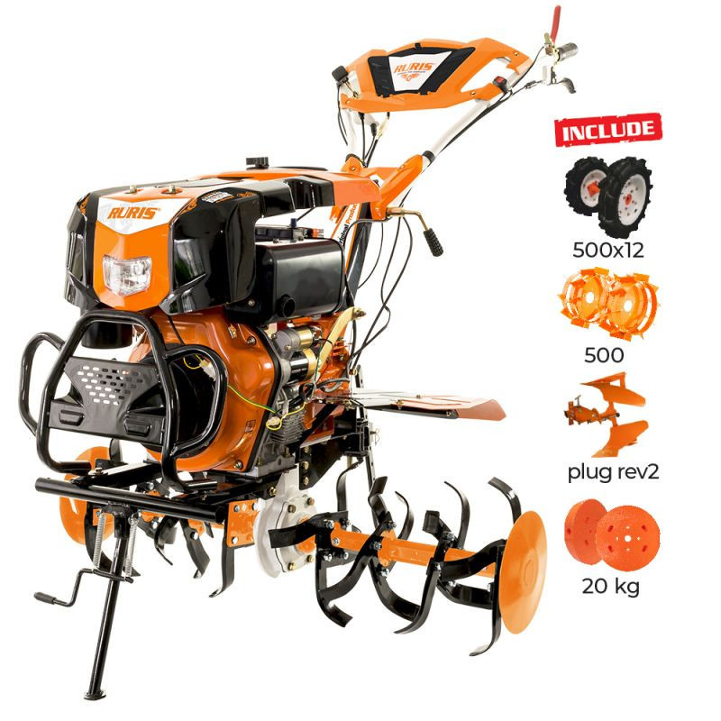 maşina polisat brico depot Motosapatoare RURIS 1001KSD+roti cauciuc 5.00-12+plug reversibil rev2+roti metalice+set contragreutati 20KG 500 10 CP