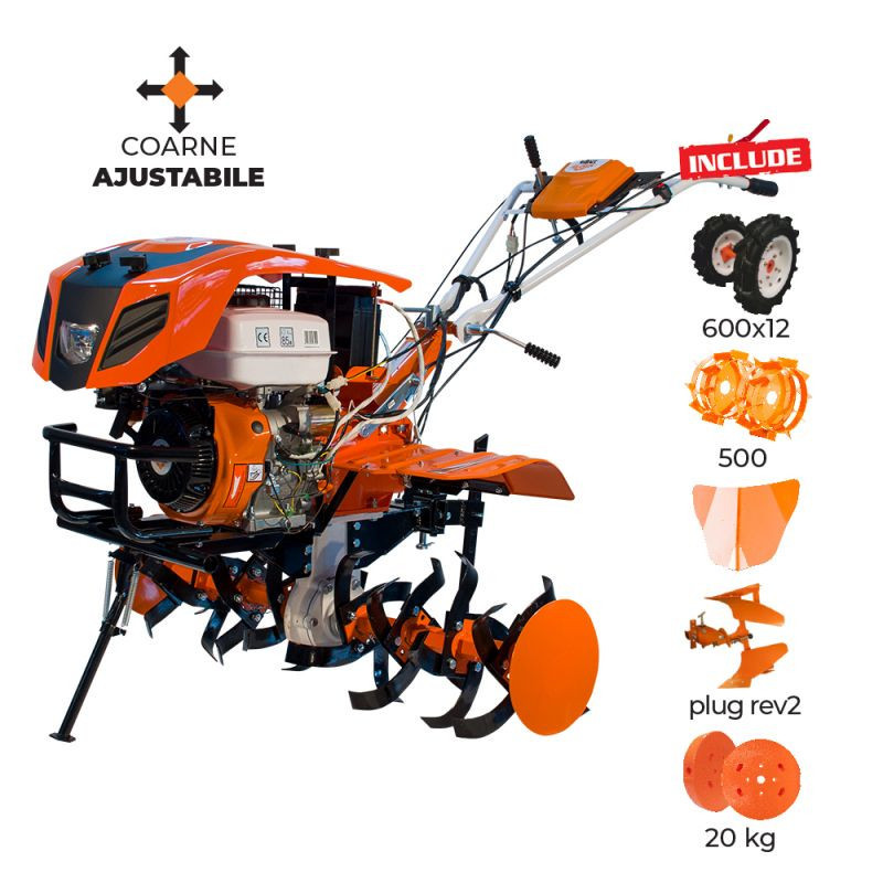 motocultor briggs & stratton Motosapatoare RURIS 918ACC+roti cauciuc 6.00-12+rarita+plug reversibil rev2+roti metalice+set contragreutati 20 KG500 18 CP