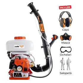 mașina de împrăștiat îngrășăminte Atomizor RURIS A109 S + kit echipament de lucru profesional {masca+ochelari+salopeta+casti} 3 CP