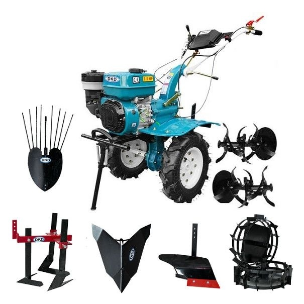 Nirmoto.ro Motocultor Dakard Hs 1000B 7 cp Benzina + Roti Metalice + Plug Arat + Prasitoare + Rarita Reg + Plug Cartofi
