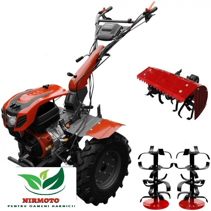 roti motocultor 500/8 Motocultor Weima WM1100F-6 motor 16 CP 6 viteze cu diferential reductor usor/greu cu roti metal si freza tractata 73 cm