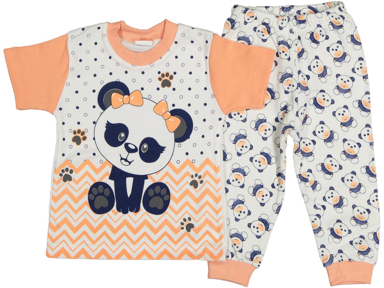 Pijama Ursulet Panda cu fundita pentru fete, coray, 1-3 ani