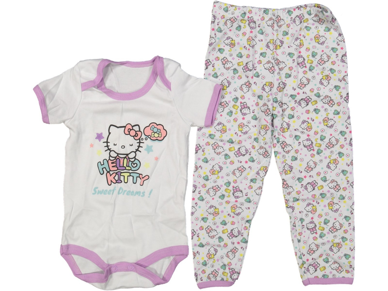 Body si pantalon Hello Kitty, pentru fetite, 3-12 luni
