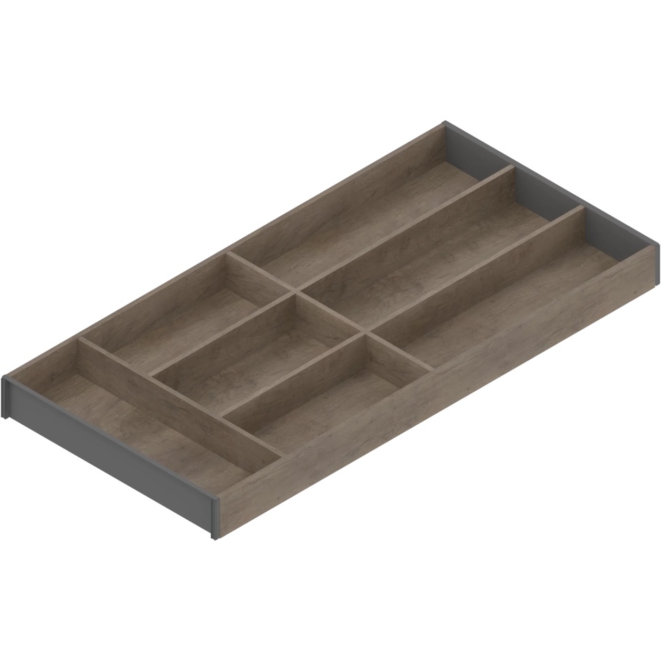 AMBIA-LINE Organizator pt tacamuri, pt LEGRABOX/MERIVOBOX Sertar, Design de lemn, 7 Compartimente pt tacamuri, NL=650 mm, Latime=300 mm, Stejar