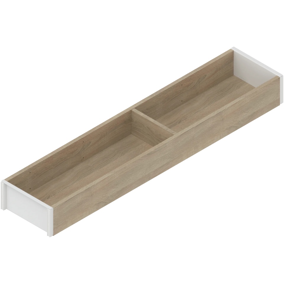 AMBIA-LINE Rama, pt LEGRABOX/MERIVOBOX Sertar, Design de lemn, NL=500 mm, Latime=100 mm, Stejar Bard./alb-matase