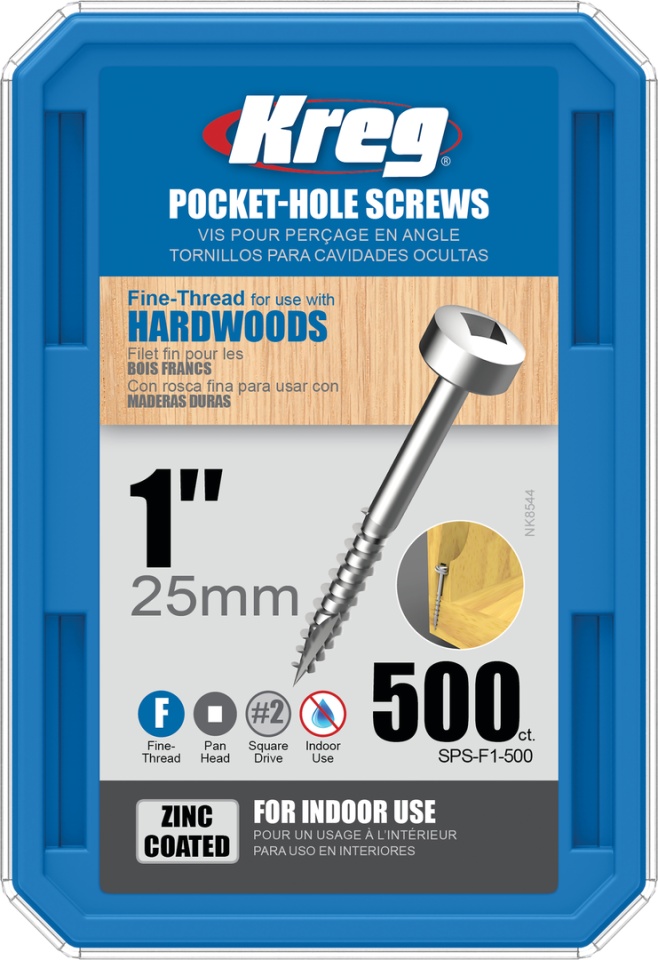 Holtsuruburi KREG® Pocket-Hole, zincate, 25mm, filet fin, cap plat cilndric - 500 bucati