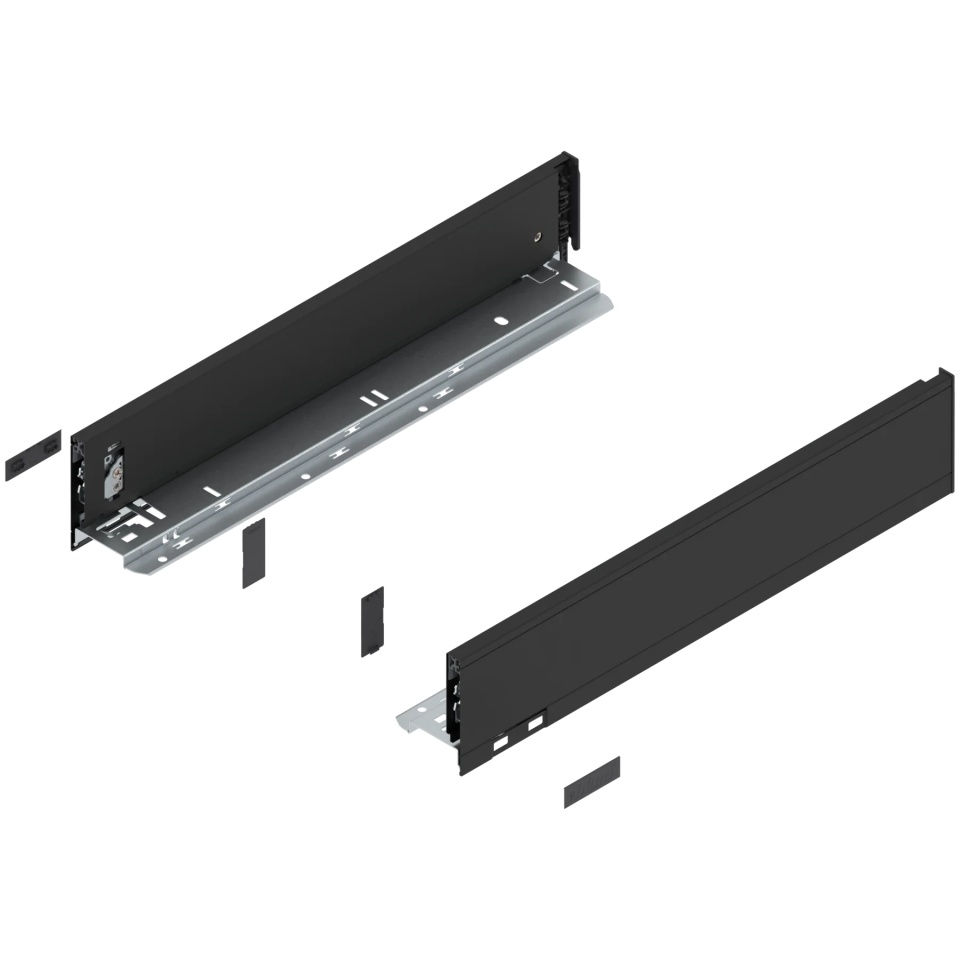Laterala sertar LEGRABOX M 90.5 mm, NL=450 mm, dr+stg, pure, negru-carbon mat
