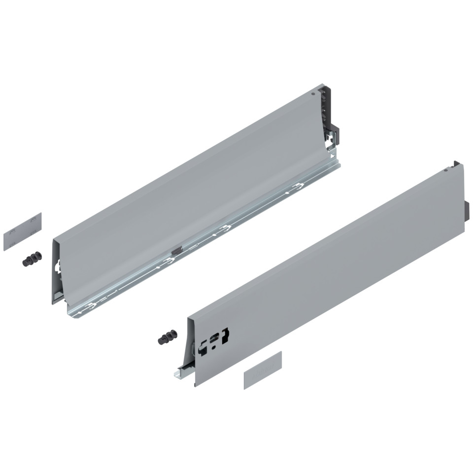 Laterala sertar TANDEMBOX K 550 mm, dr+stg, cu capace acoperire, gri-aluminiu