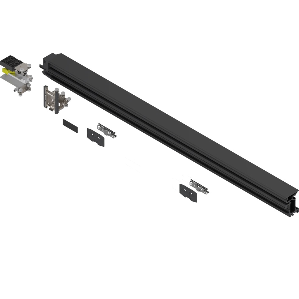 REVEGO duo - Suport rulant set, pentru latime interioara de corp in aplicatie: 1350 mm, stanga, negru