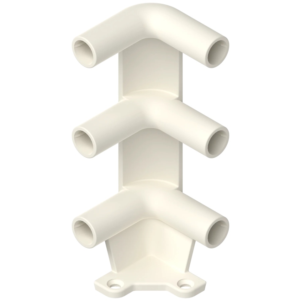 Suport de colt pt polita glisanta pentru trei bare METABOX, albcrem R9001