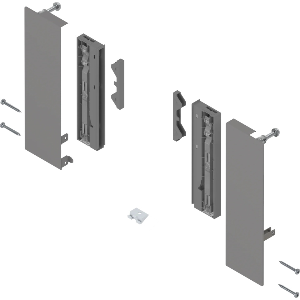 Suport front dr+stg, pt sertar interior MERIVOBOX, E, pentru extragere interioara cu element insertie, gri indiu mat