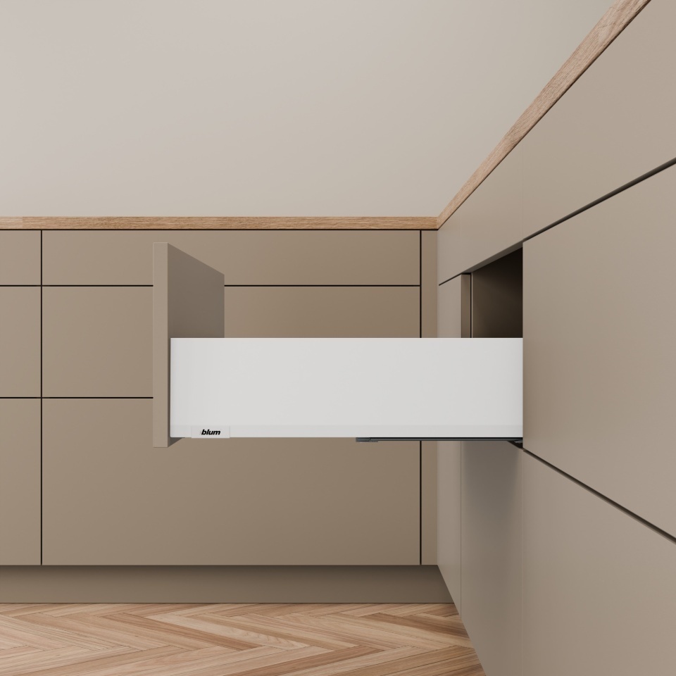 Pachet Blum MERIVOBOX K, 500 mm, alb-matase mat, BLUMOTION 70 kg
