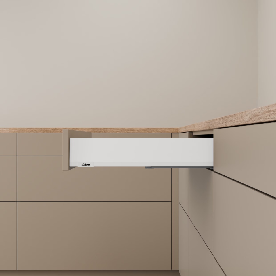 Pachet Blum MERIVOBOX M, 450 mm, alb-matase mat, BLUMOTION