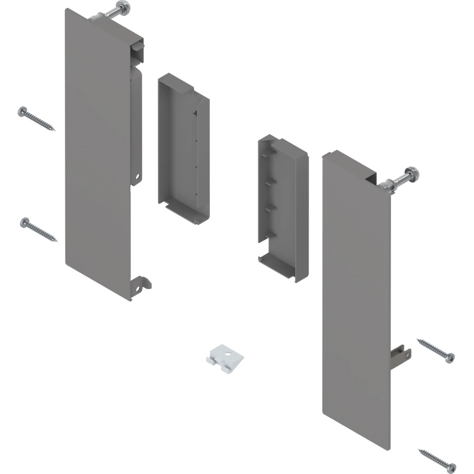 Suport front dr+stg, pt sertar interior MERIVOBOX, E, pentru extragere interioara cu traversa, gri indiu mat