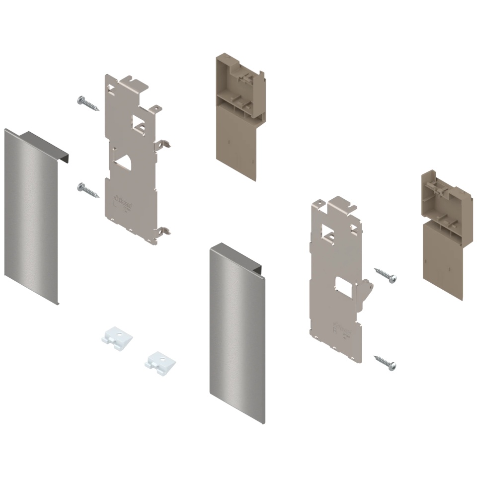 Suport front sertar interior LEGRABOX pure, inaltime K, stanga/dreapta, inox periat-lacuit
