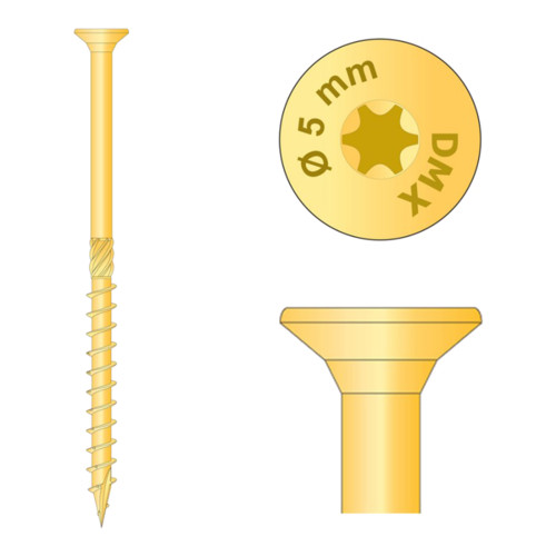 Surub dulgherie cap inecat 5x100mm TX25 (100buc/pachet)