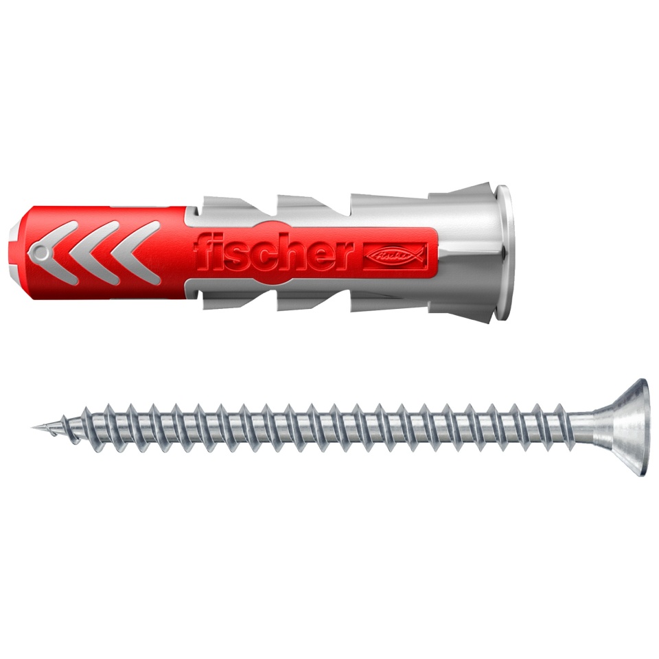 Diblu universal din nylon, 8 x 40 mm, Fischer Duopower, cu surub, cap inecat, amprenta Pozidriv, PZ2, 5,0 x 55 mm, set 8 buc