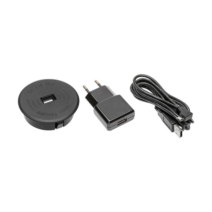 Incarcator WIRELESS cu USB,GTV, negru, cablu alimentare 2m feroshop.ro