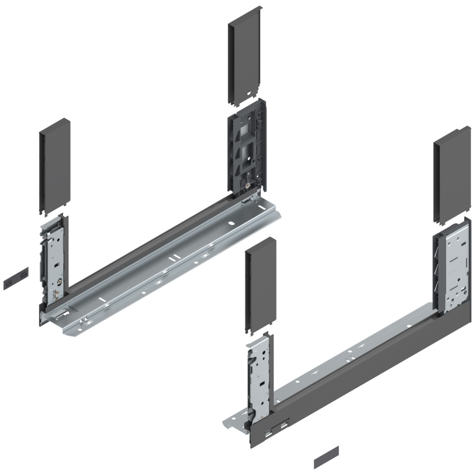 Laterala sertar LEGRABOX C 177 mm, NL=450 mm, dr+stg, free, gri-orion mat