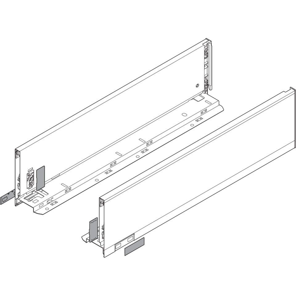 Laterala sertar LEGRABOX K 128.5 mm, NL=350 mm, dr+stg, pure, alb-matase mat