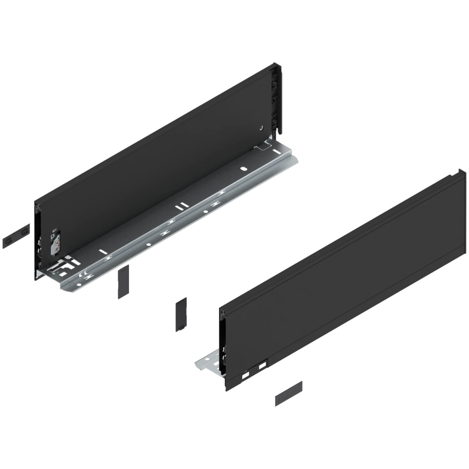 Laterala sertar LEGRABOX K 128.5 mm, NL=450 mm, dr+stg, pure, negru-carbon mat