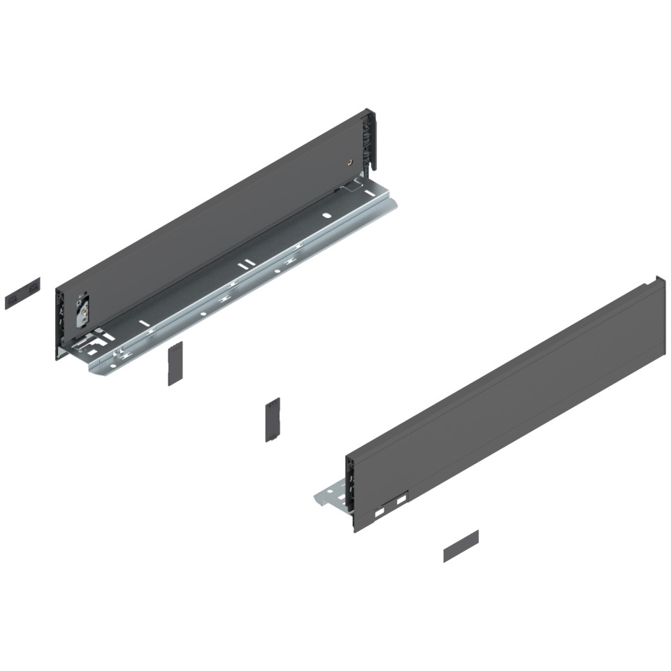 Laterala sertar LEGRABOX M 90.5 mm, NL=450 mm, dr+stg, pure, gri-orion mat