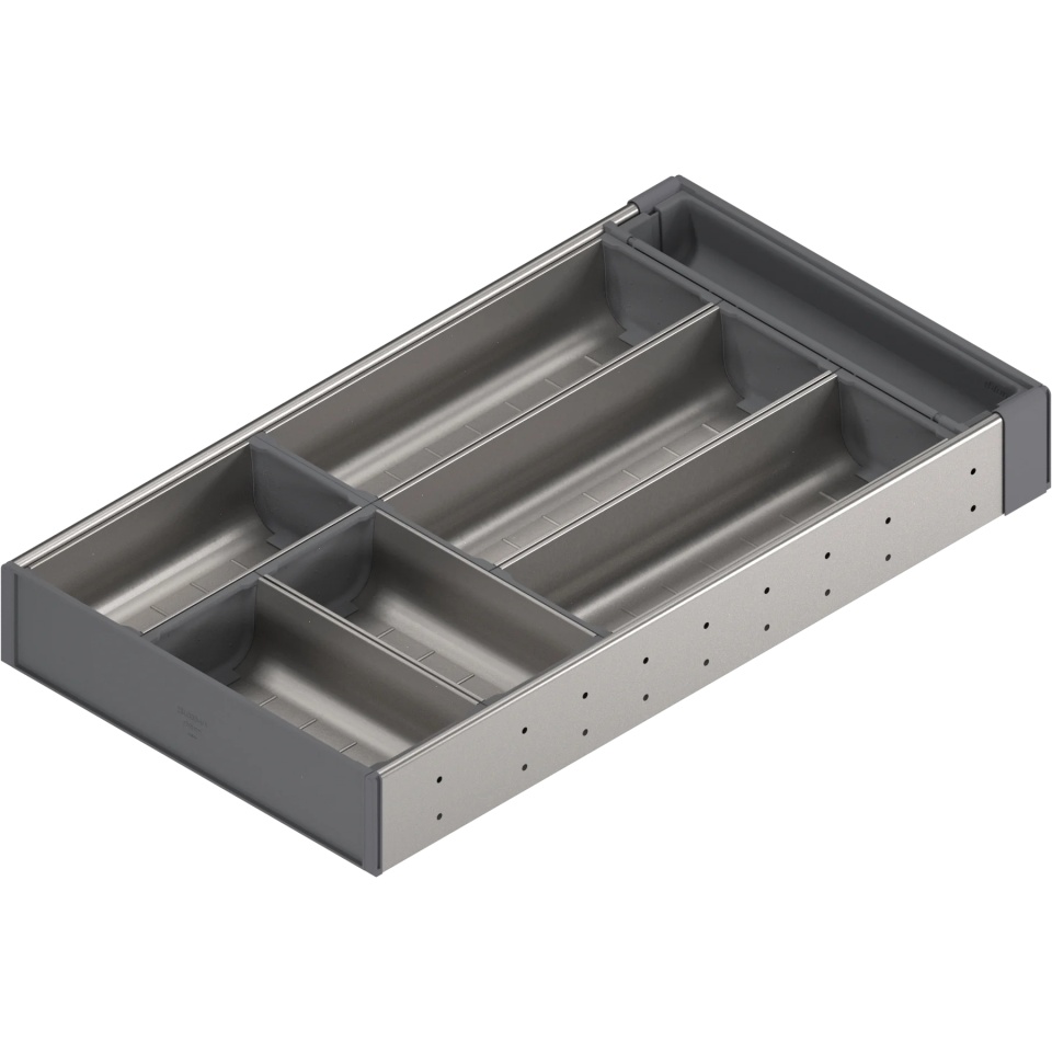 ORGA-LINE, Set casete sertar lemn, NL=550mm, latime=285mm inox-periat/gri inchis (ocupare partiala)
