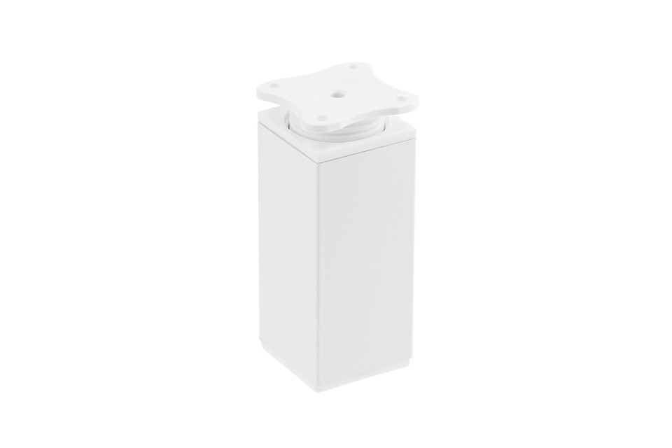 Picior mobilier patrat 40mm, H= 80mm - Alb, reglabil