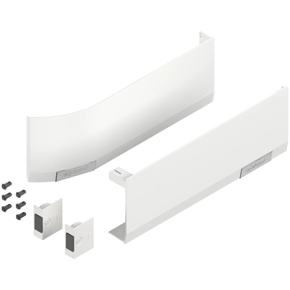 Set capace acoperire pt AVENTOS HF/HS/HL top cu comutator declansare, montaj in cant, stanga+dreapta, alb-matase/inox-g