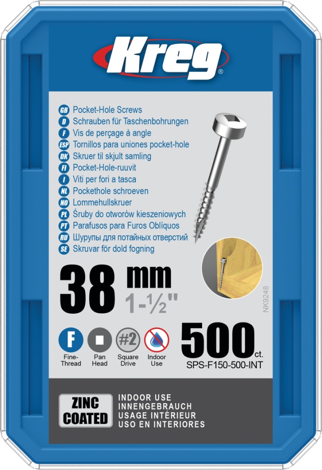 Holtsuruburi KREG® Pocket-Hole, zincate, 38mm, filet fin, cap plat cilndric - 500 bucati