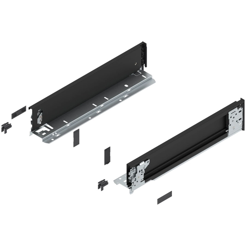 Laterala sertar LEGRABOX interior M 90.5 mm, NL=400 mm, dr+stg, pure, negru-carbon mat