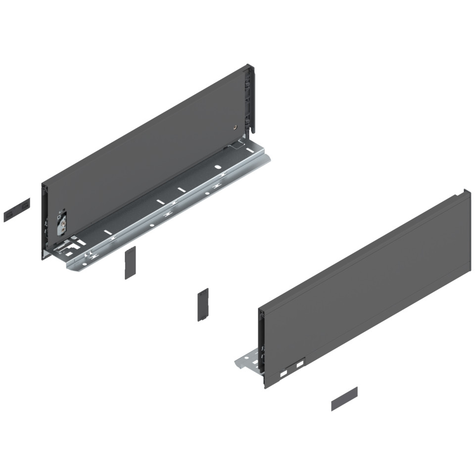 Laterala sertar LEGRABOX K 128.5 mm, NL=400 mm, dr+stg, pure, gri-orion mat