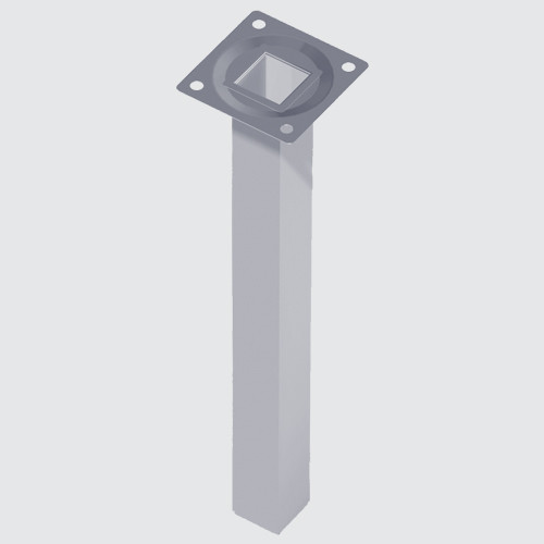 Picior metalic cu placa patrat 25x25, H100mm - alb