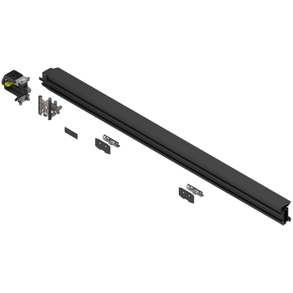 REVEGO duo - Suport rulant set, pentru latime interioara de corp in aplicatie: 1200 mm, stanga, negru
