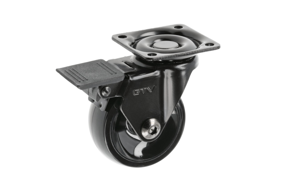 Rotila GTV CALIBRO, D50 mm, H 64mm, cu frana, plastic+otel, negru