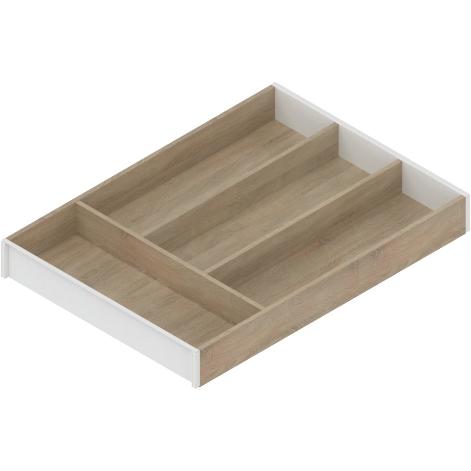 AMBIA-LINE Organizator pt tacamuri, pt LEGRABOX/MERIVOBOX Sertar, Design de lemn, 4 Compartimente pt tacamuri, NL=450 mm, Latime=300 mm, Stejar