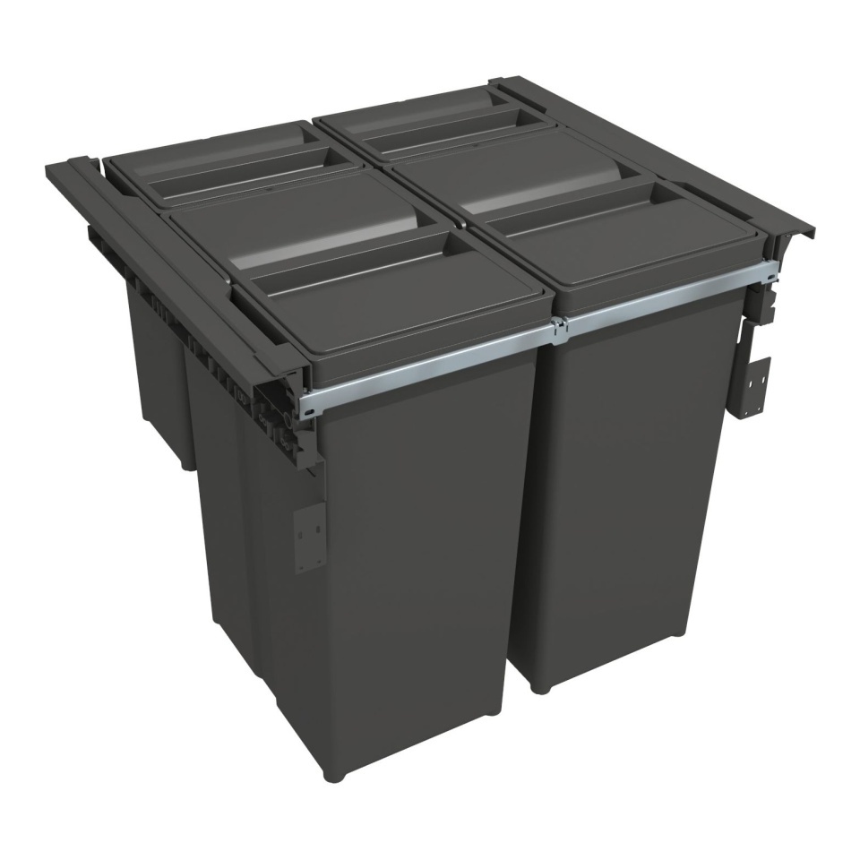 Cos gunoi extractibil 560, corp 600mm, 2 x 29l + 2 x 8l, H463mm, gri antracit, fara glisiere