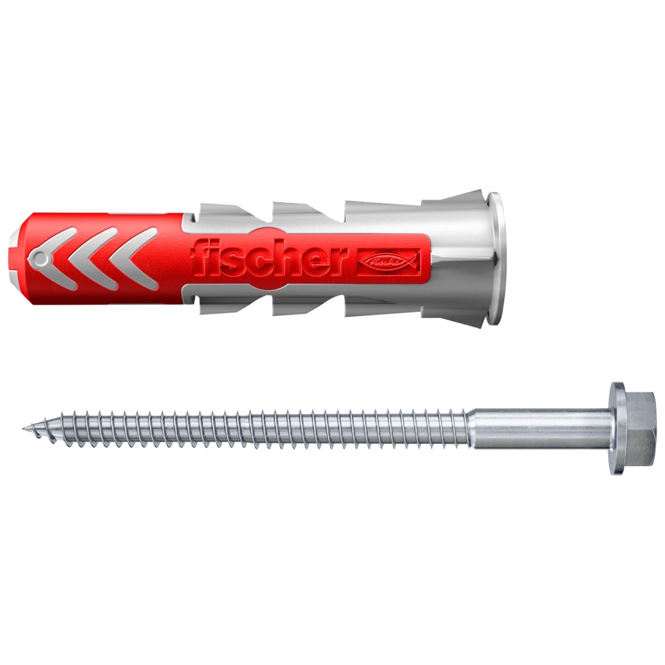 Diblu universal din nylon,10 x 50 mm, Fischer Duopower, cu surub, pentru lemn, amprenta hexagonala, SW 13, 7 x 69 mm