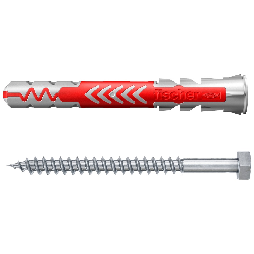 Diblu universal din nylon,10 x 80 mm, Fischer Duopower, cu surub, pentru lemn, amprenta hexagonala, SW 13, 7 x107 mm