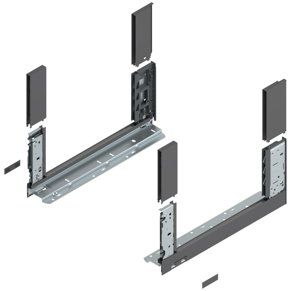 Laterala sertar LEGRABOX C 177 mm, NL=400 mm, dr+stg, free, gri-orion mat